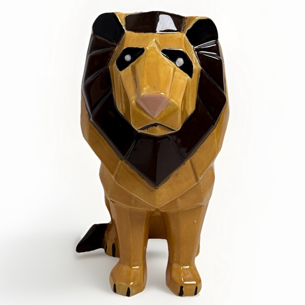 Mayco Faceted Abstract Lion Statue Figure Glazed and Painted